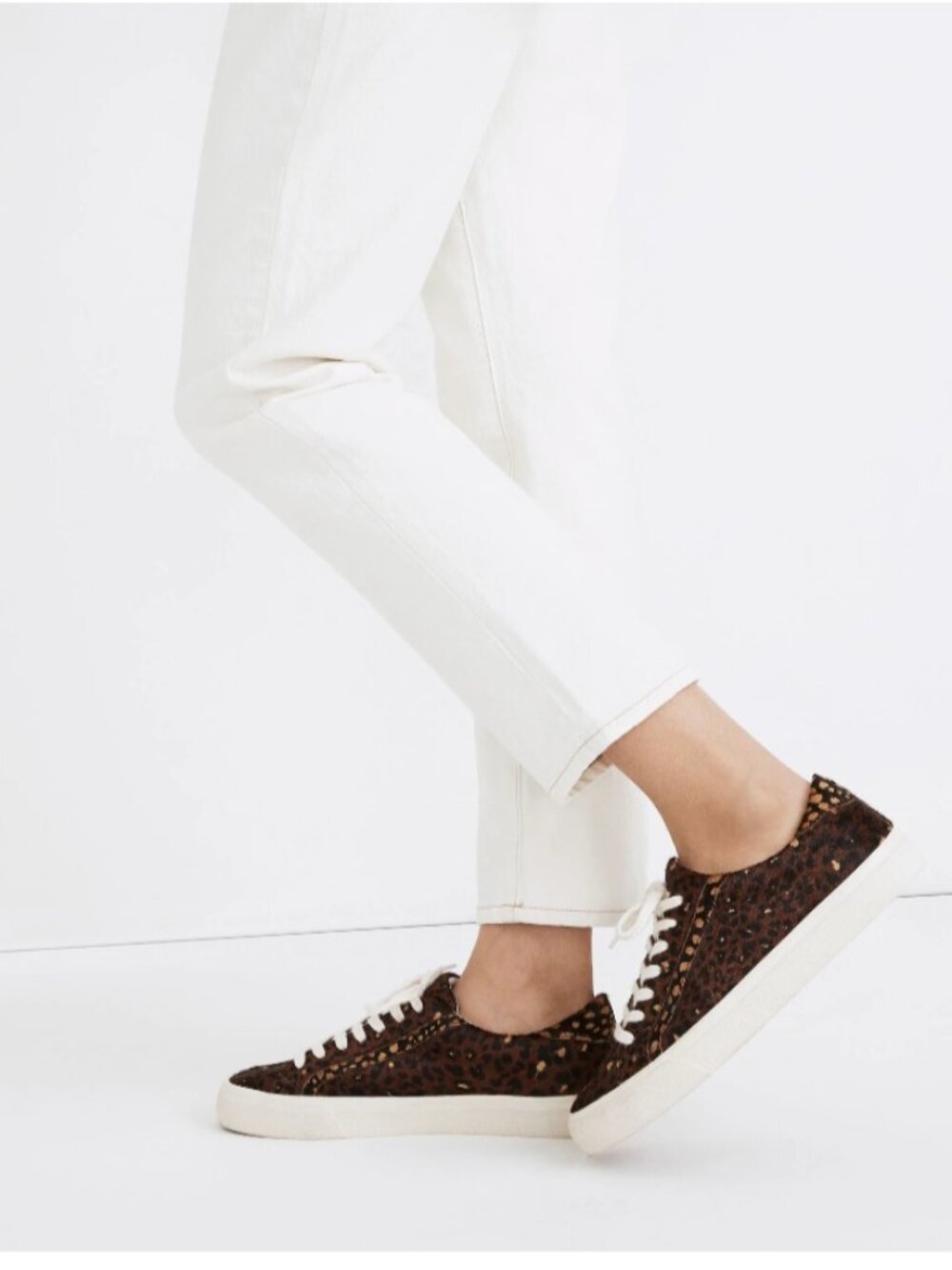 MADEWELL SIDEWALK LOW TOP SNEAKERS IN PAINTED LEOPARD COLORBLOCK CALF HAIR SZ 8